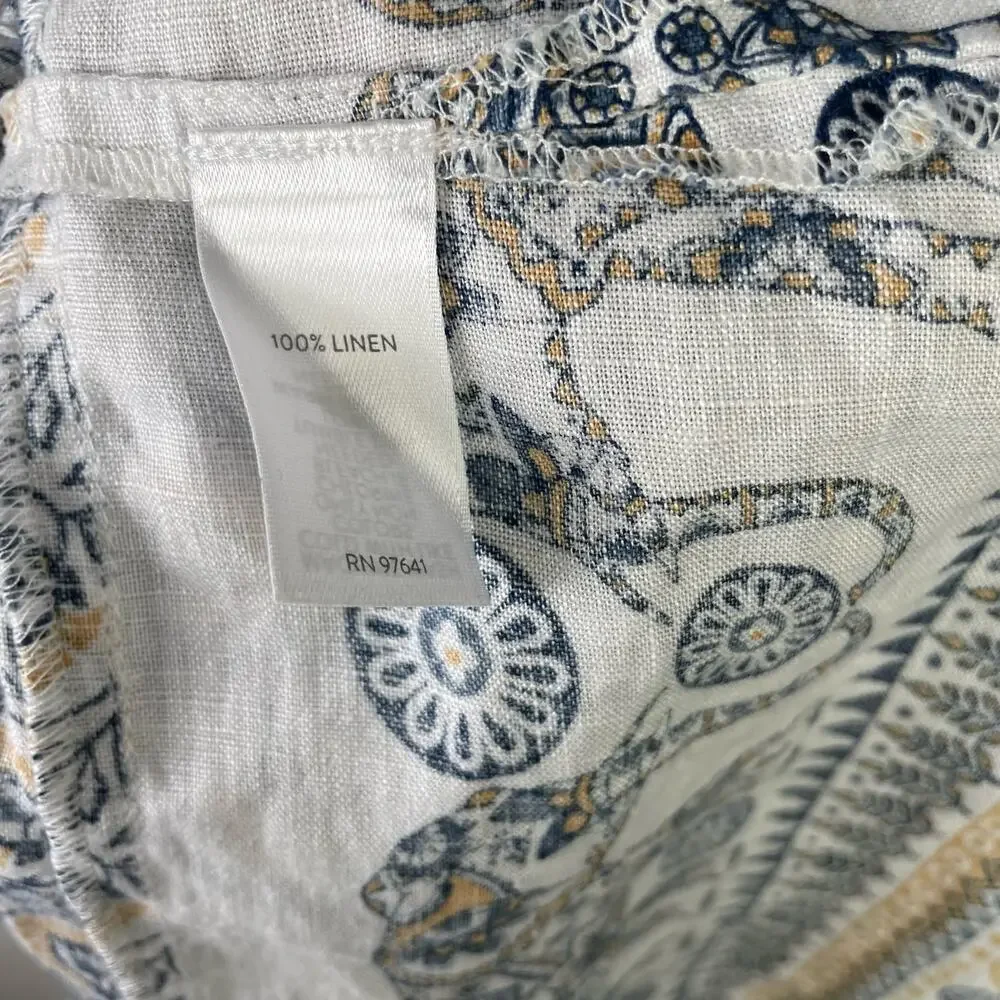 J Jill Linen Top Tank Top‎ Animal Design 100% Linen